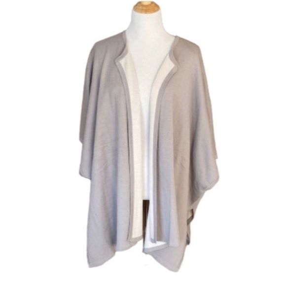 H by Halston Cape Kimono Poncho Cardigan two tone gray Size L/XL - Picture 2 of 8